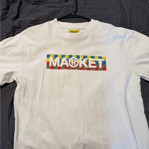 Arket White Tee with Yellow Label